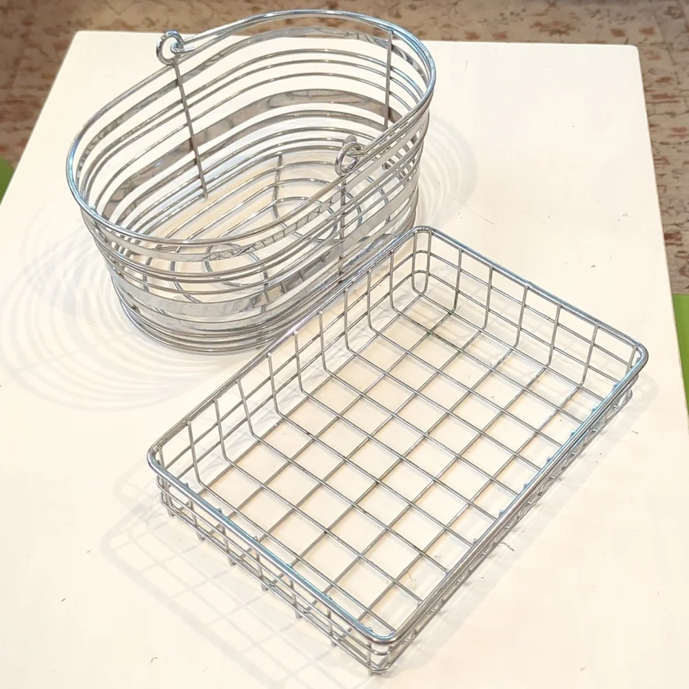 Container Store 2 Chrome Baskets